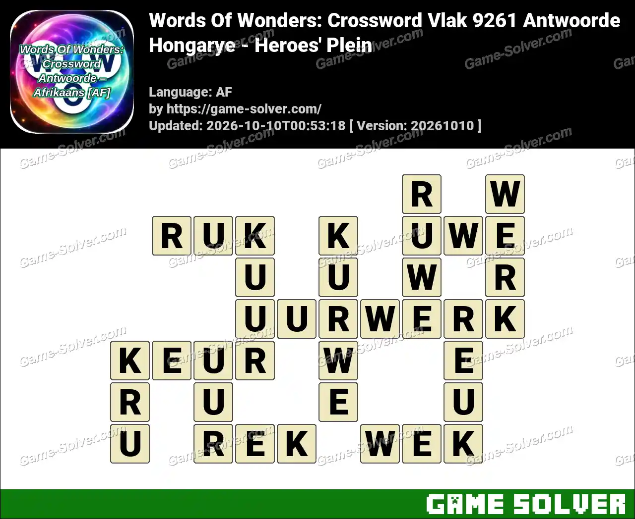 Words Of Wonders: Crossword Vlak 9261 Antwoorde – Hongarye – Heroes’ Plein